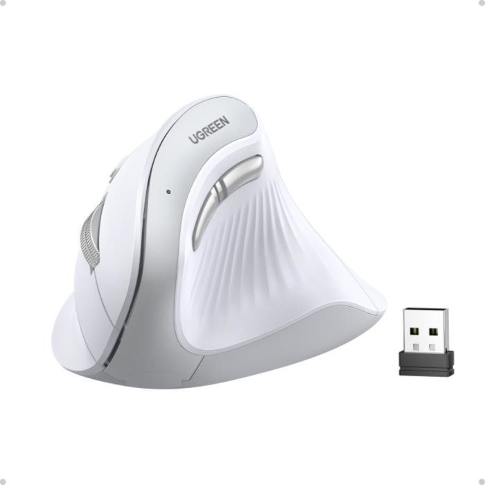 Ugreen brezžična ergonomska vertikalna miška z Bluetooth in Wi-Fi povezavo - bela Ugreen brezžična ergonomska vertikalna miška z Bluetooth in Wi-Fi povezavo - bela