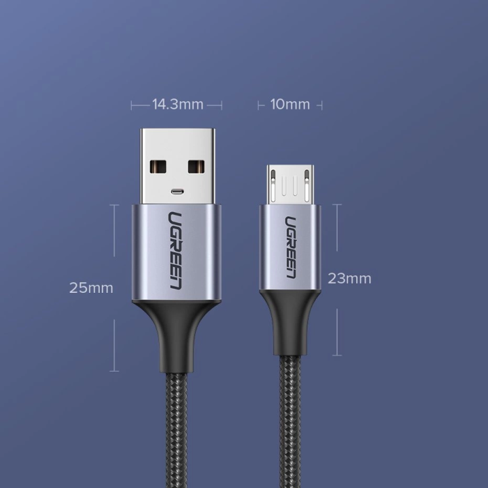 Ugreen USB-A na micro USB 2.4A kabel - 2m Ugreen USB-A na micro USB 2.4A kabel - 2m
