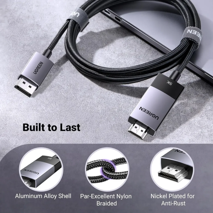 Ugreen kabel DisplayPort v HDMI 8K@60Hz - 1M Ugreen kabel DisplayPort v HDMI 8K@60Hz - 1M