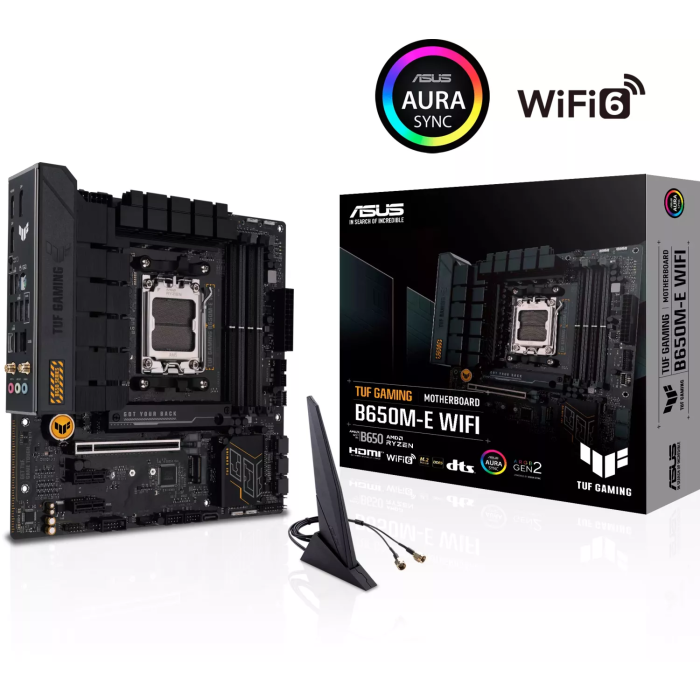 ASUS TUF GAMING B650M-E WIFI, DDR5, SATA3, USB3.2Gen2, DP, 2.5GbE, AM5 mATX ASUS TUF GAMING B650M-E WIFI, DDR5, SATA3, USB3.2Gen2, DP, 2.5GbE, AM5 mATX
