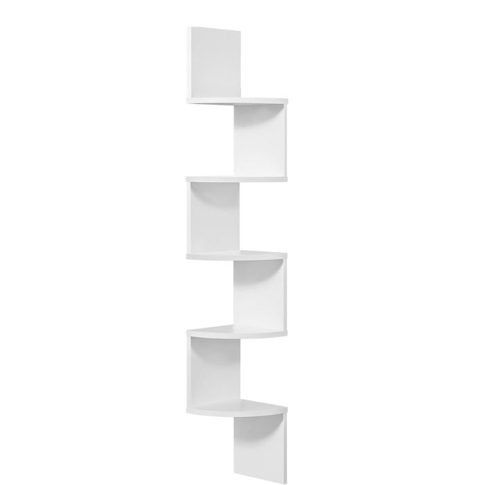 VASAGLE kotni stenski regal, 5-nivojski, 20 × 20 × 127,5 cm, mat bela VASAGLE kotni stenski regal, 5-nivojski, 20 × 20 × 127,5 cm, mat bela