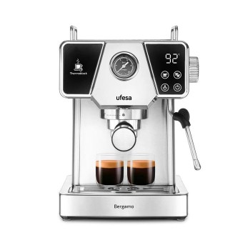 Ufesa UFESA Bergamo espresso aparat za mleti kavni prah, 20 barov pritiska, z manometrom, Thermoblock ogrevanjem in penilcem mleka