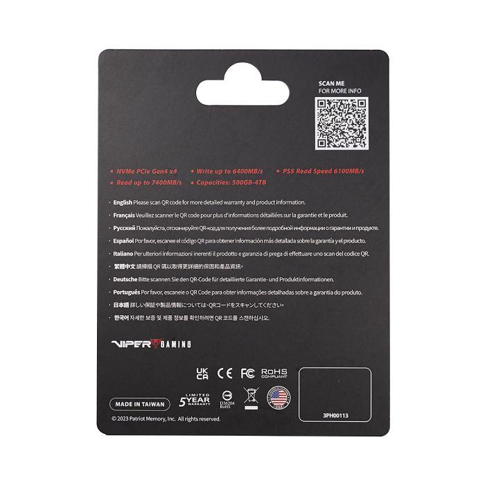Patriot Viper VP4300 Lite 4TB M.2 NVMe PCIe Gen4 x4 Patriot Viper VP4300 Lite 4TB M.2 NVMe PCIe Gen4 x4