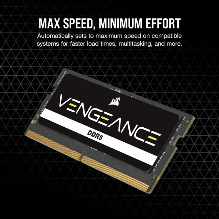 Corsair VENGEANCE 64GB (2 x 32GB) DDR5 SODIMM 4800MHz, CL40, 1.1V Corsair VENGEANCE 64GB (2 x 32GB) DDR5 SODIMM 4800MHz, CL40, 1.1V