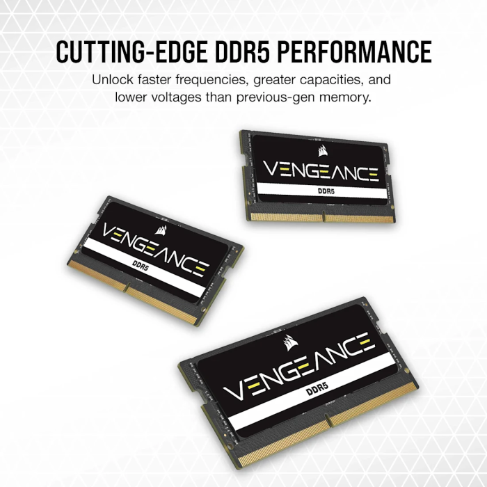 Corsair VENGEANCE 64GB (2 x 32GB) DDR5 SODIMM 4800MHz, CL40, 1.1V Corsair VENGEANCE 64GB (2 x 32GB) DDR5 SODIMM 4800MHz, CL40, 1.1V