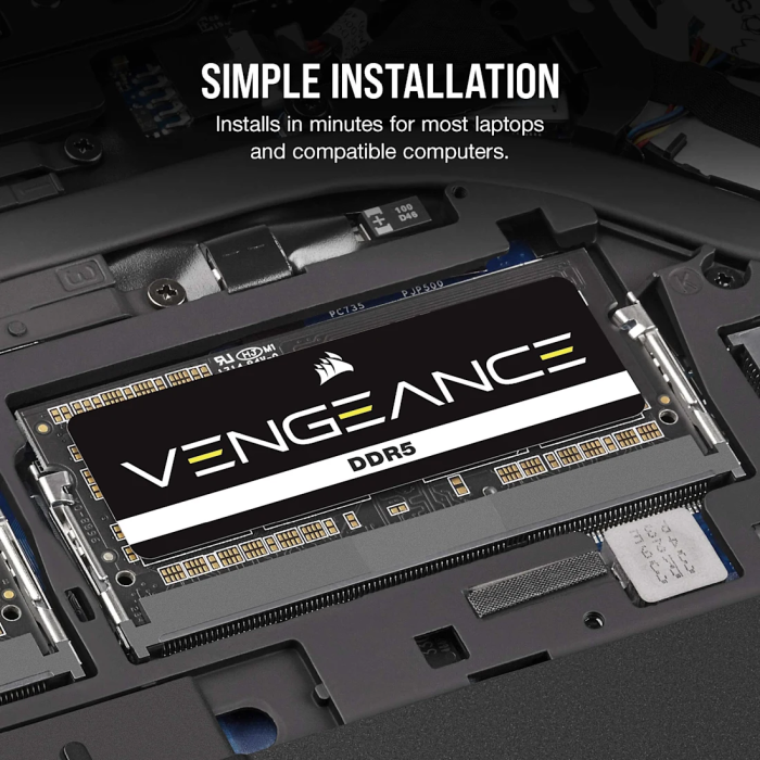 Corsair VENGEANCE 64GB (2 x 32GB) DDR5 SODIMM 4800MHz, CL40, 1.1V Corsair VENGEANCE 64GB (2 x 32GB) DDR5 SODIMM 4800MHz, CL40, 1.1V