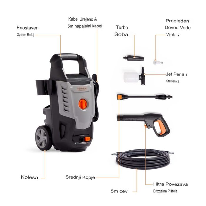 VonHaus Visokotlačni čistilec 1600W 3500263 VonHaus Visokotlačni čistilec 1600W 3500263