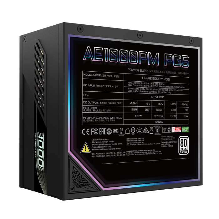 Gigabyte AORUS Elite P1000W PLATINUM modularni napajalnik Gigabyte AORUS Elite P1000W PLATINUM modularni napajalnik