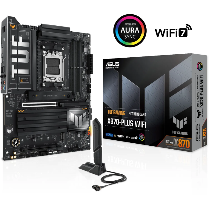 ASUS TUF GAMING X870-PLUS WIFI, DDR5, SATA3, USB3.2Gen2x2, DP, 2.5GbE, WiFi 7, AM5 ATX ASUS TUF GAMING X870-PLUS WIFI, DDR5, SATA3, USB3.2Gen2x2, DP, 2.5GbE, WiFi 7, AM5 ATX