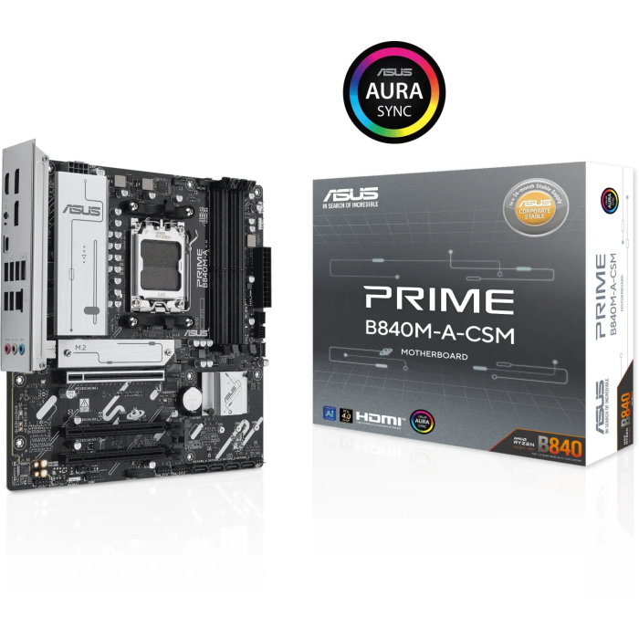ASUS PRIME B840M-A-CSM, DDR5, SATA3, USB3.2Gen2, DP, 2.5GbE, AM5 mATX ASUS PRIME B840M-A-CSM, DDR5, SATA3, USB3.2Gen2, DP, 2.5GbE, AM5 mATX