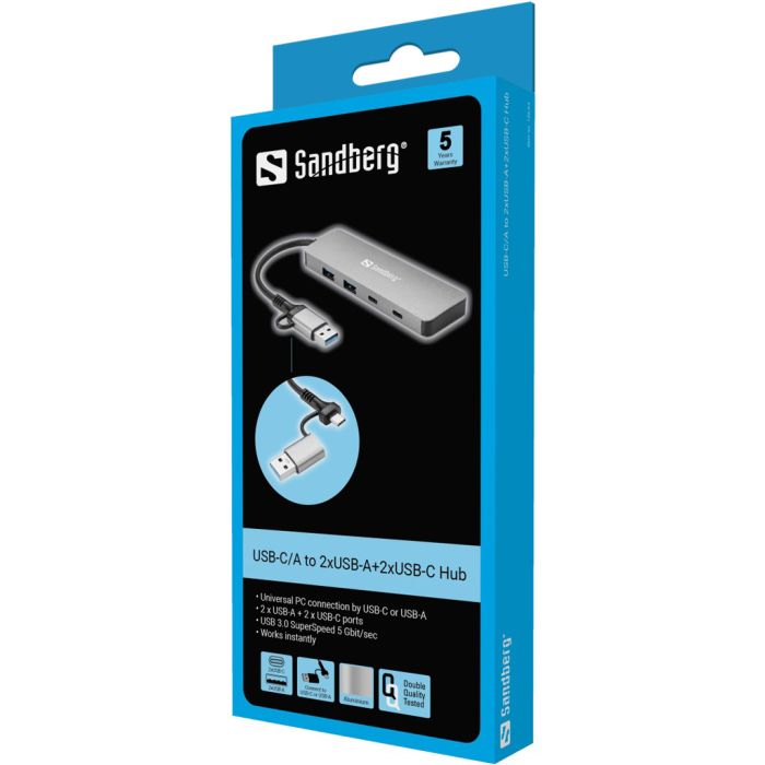 Sandberg vozlišče USB-C/A to 2xUSB-A+2xUSB-C Sandberg vozlišče USB-C/A to 2xUSB-A+2xUSB-C