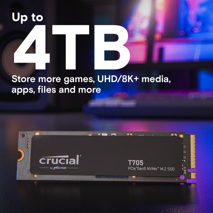 Crucial T705 1TB PCIe Gen5 NVMe M.2 SSD Crucial T705 1TB PCIe Gen5 NVMe M.2 SSD