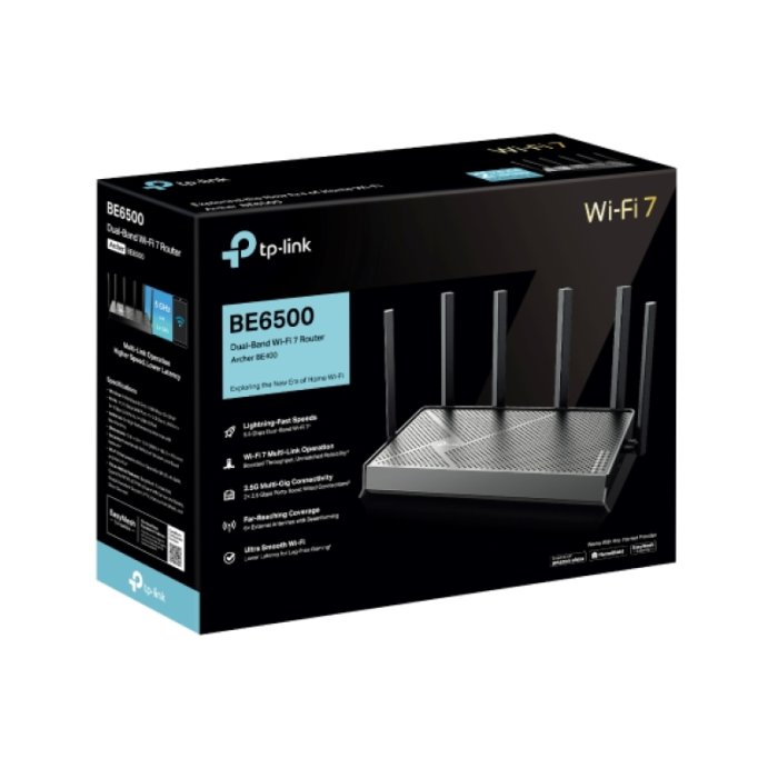 TP-LINK BE6500 Dual-Band Wi-Fi 7 5764+688 Mbps usmerjevalnik, 2.5 Gbps LAN, USB 3.0 TP-LINK BE6500 Dual-Band Wi-Fi 7 5764+688 Mbps usmerjevalnik, 2.5 Gbps LAN, USB 3.0