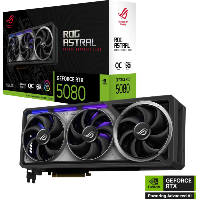 Grafična kartica ASUS ROG Astral GeForce RTX 5080 OC, 16GB GDDR7, PCI-E 5.0 Grafična kartica ASUS ROG Astral GeForce RTX 5080 OC, 16GB GDDR7, PCI-E 5.0