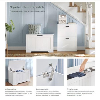 VASAGLE večnamenska klop s shranjevalnim prostorom  40 x 76 x 48 cm, bela VASAGLE večnamenska klop s shranjevalnim prostorom  40 x 76 x 48 cm, bela