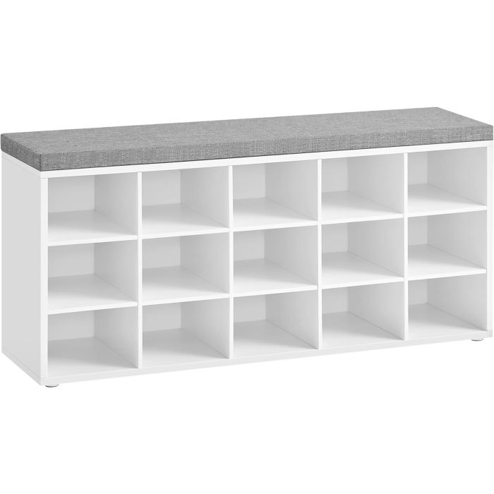 VASAGLE klop za čevlje z mehko blazino 30 x 105 x 48 cm, bela VASAGLE klop za čevlje z mehko blazino 30 x 105 x 48 cm, bela