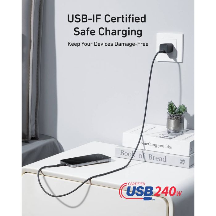 Anker pleteni USB-C na USB-C kabel 240 W, 1,8m, črn Anker pleteni USB-C na USB-C kabel 240 W, 1,8m, črn