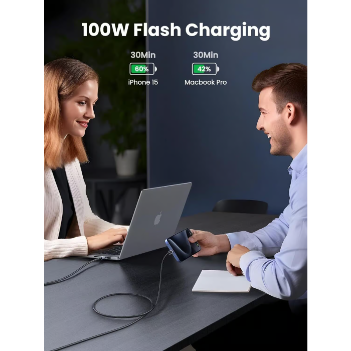 Ugreen USB-C na USB-C polnilni kabel 100W, 0,5M Ugreen USB-C na USB-C polnilni kabel 100W, 0,5M
