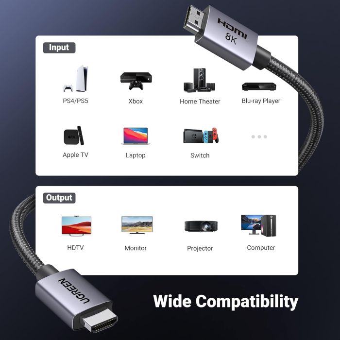 Ugreen 8K Ultra HDMI 2.1 kabel - 1M Ugreen 8K Ultra HDMI 2.1 kabel - 1M