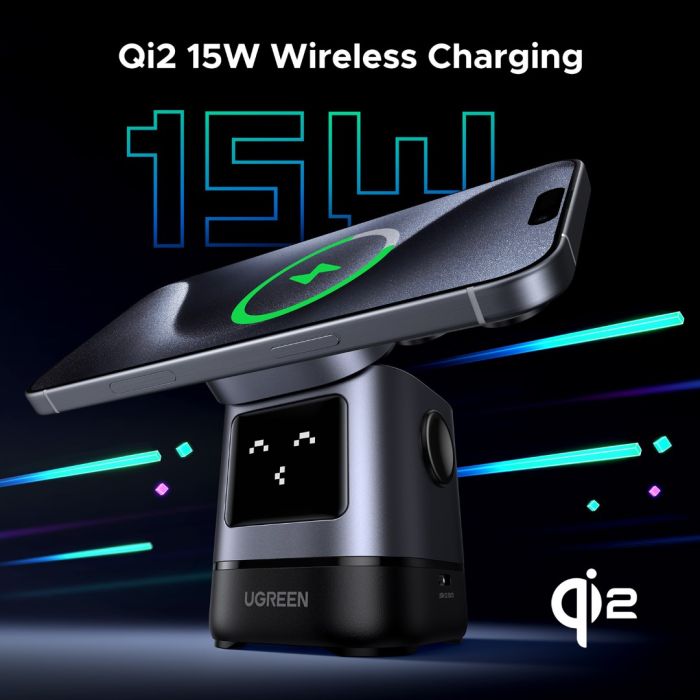 Ugreen Uno 2-in-1 magnetni brezžični polnilnik 15W Ugreen Uno 2-in-1 magnetni brezžični polnilnik 15W