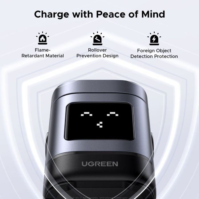 Ugreen Uno 2-in-1 magnetni brezžični polnilnik 15W Ugreen Uno 2-in-1 magnetni brezžični polnilnik 15W