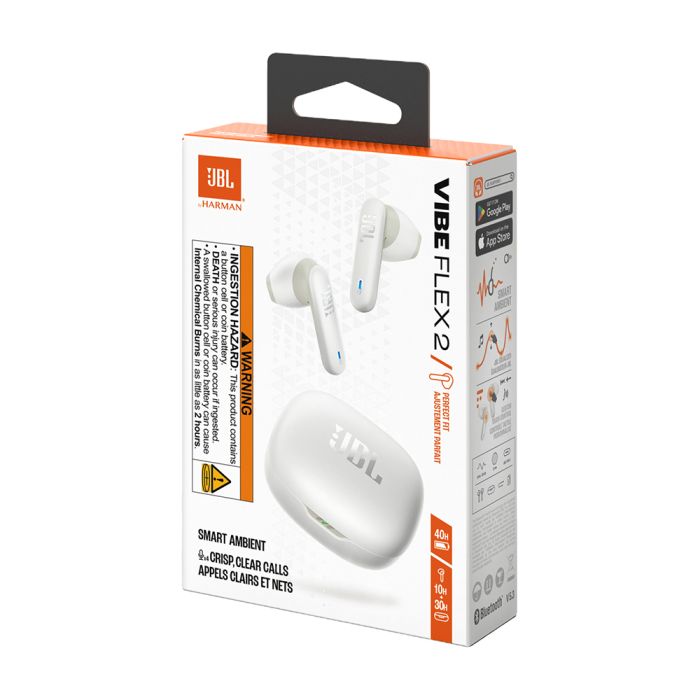 JBL Vibe Flex 2 TWS brezžične slušalke z mikrofonom, bele JBL Vibe Flex 2 TWS brezžične slušalke z mikrofonom, bele