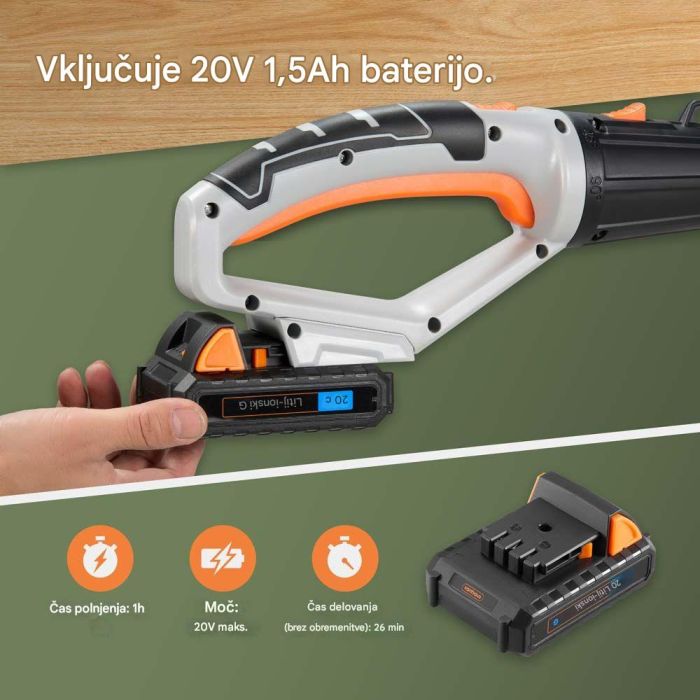 VonHaus Brezžična teleskopska verižna žaga 3519007 VonHaus Brezžična teleskopska verižna žaga 3519007