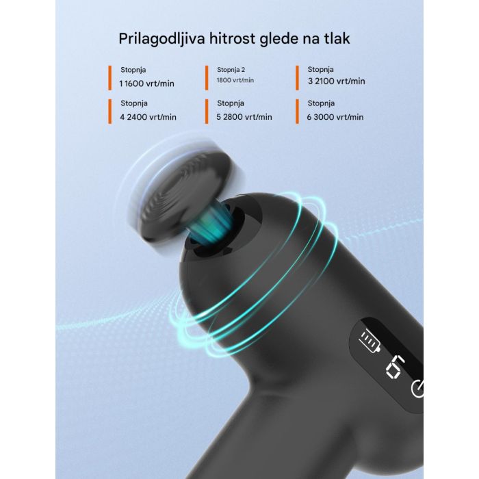 TAOTRONICS Masažna mini pištola črna TAOTRONICS Masažna mini pištola črna