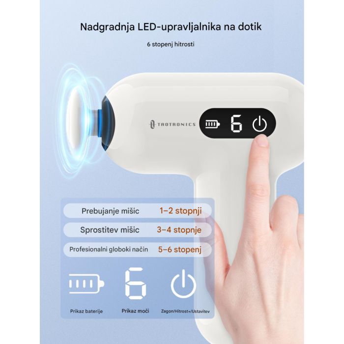 TAOTRONICS Masažna mini pištola bela TAOTRONICS Masažna mini pištola bela