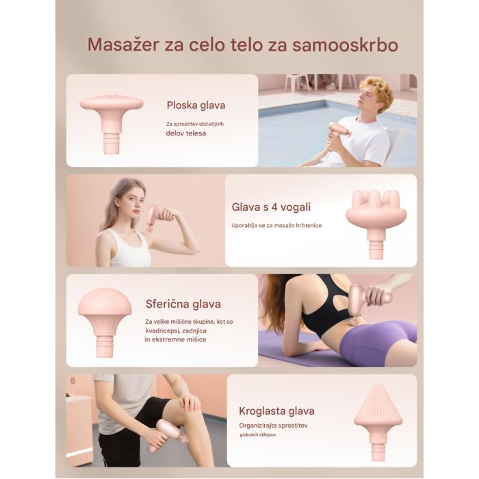 TAOTRONICS Masažna mini pištola roza TAOTRONICS Masažna mini pištola roza