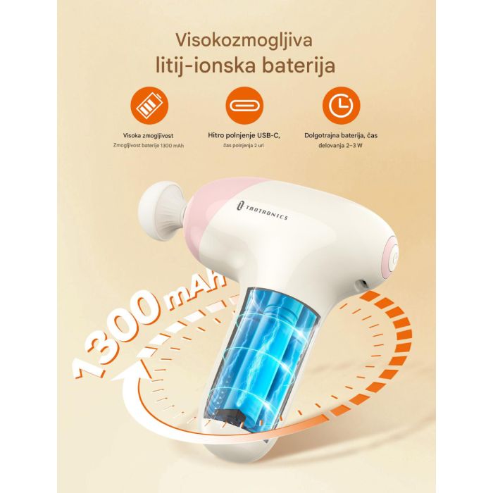 TAOTRONICS Masažna mini pištola pink TAOTRONICS Masažna mini pištola pink
