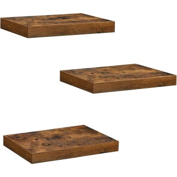 VASAGLE komplet 3 stenskih plavajočih polic, 40 × 20 × 3,8 cm, vintage rjave barve VASAGLE komplet 3 stenskih plavajočih polic, 40 × 20 × 3,8 cm, vintage rjave barve