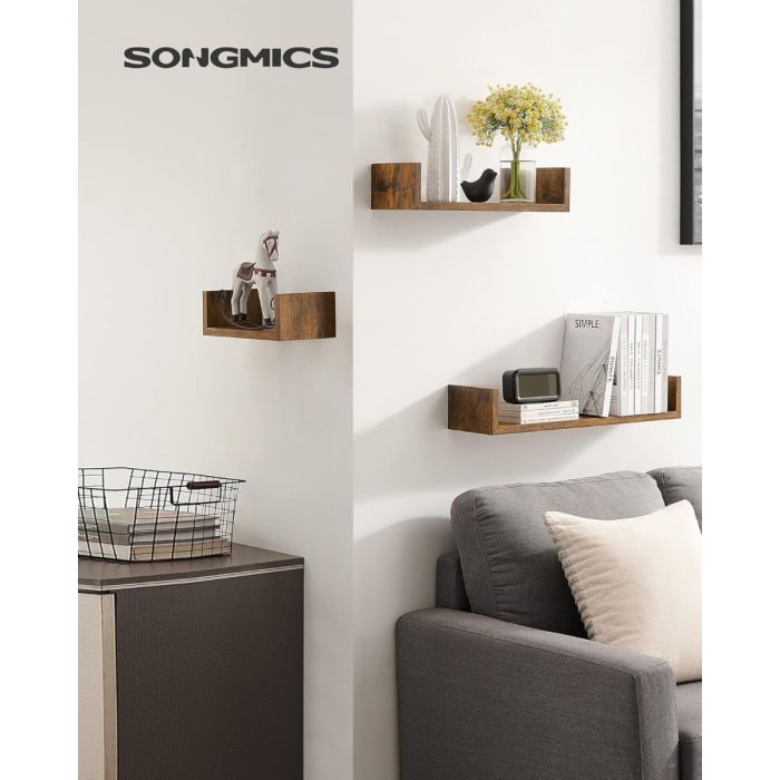 SONGMICS komplet 3 plavajočih stenskih polic SONGMICS komplet 3 plavajočih stenskih polic
