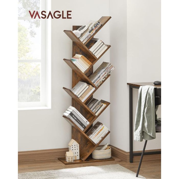 VASAGLE prostostoječi regal za knjige, 5-nivojski, industrijski slog, 50 × 25 × 141,5 cm, rustikalno rjav in črn VASAGLE prostostoječi regal za knjige, 5-nivojski, industrijski slog, 50 × 25 × 141,5 cm, rustikalno rjav in črn