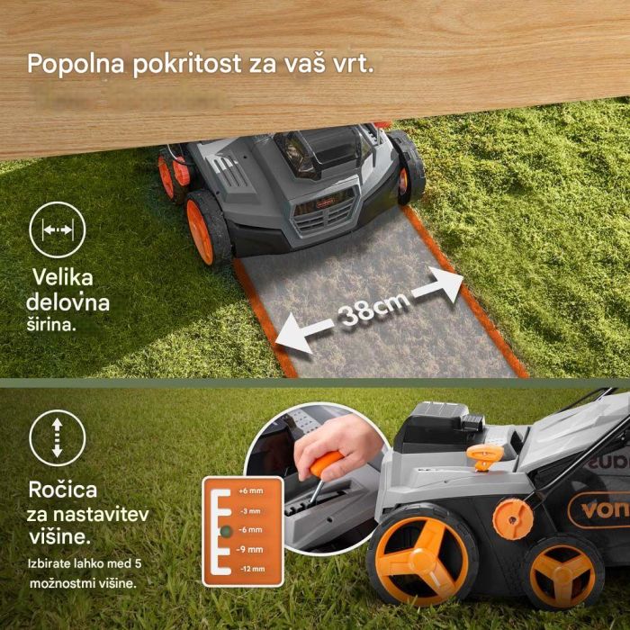 VonHaus 2-v-1 brezžični prezračevalnik in vertikulator za trato, 40 V VonHaus 2-v-1 brezžični prezračevalnik in vertikulator za trato, 40 V