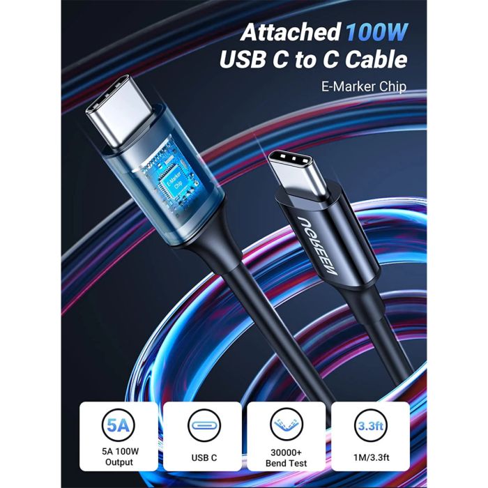 Ugreen 130W avtopolnilec z 1M USB-C kablom Ugreen 130W avtopolnilec z 1M USB-C kablom