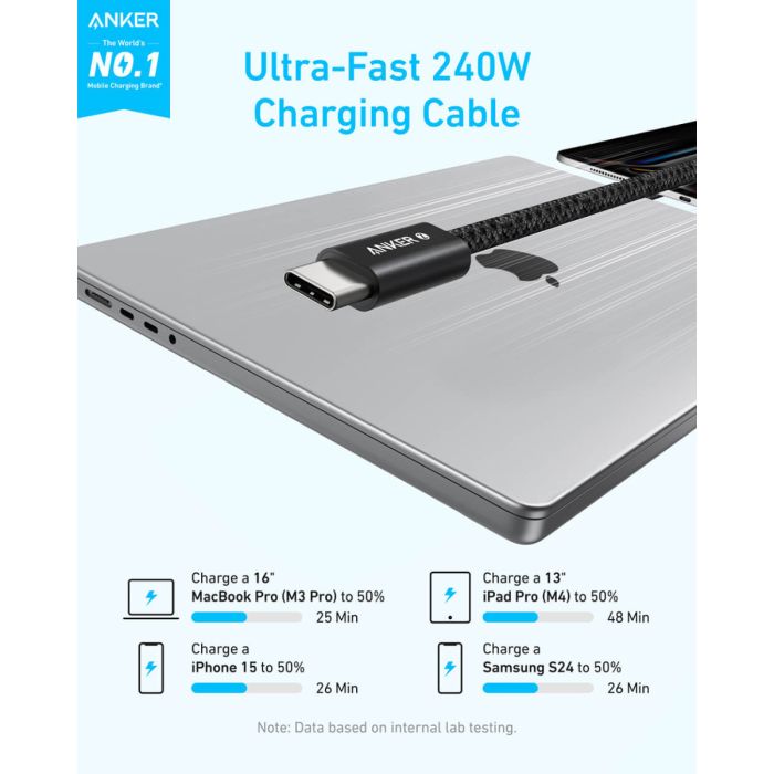 Anker Zolo USB-C na USB-C kabel, 1m, 240W Anker Zolo USB-C na USB-C kabel, 1m, 240W