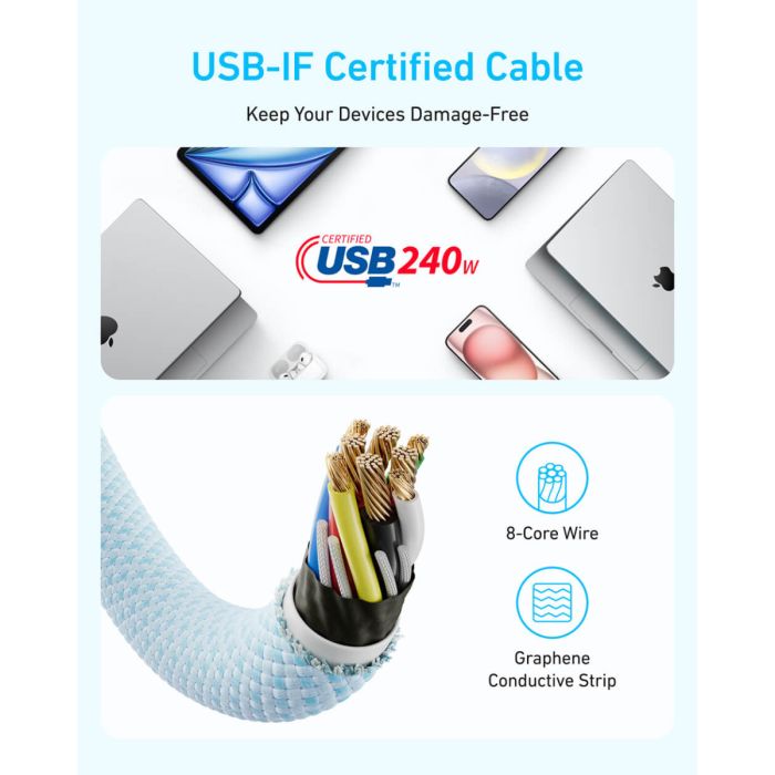 Anker Zolo USB-C na USB-C kabel, 1m, 240W Anker Zolo USB-C na USB-C kabel, 1m, 240W