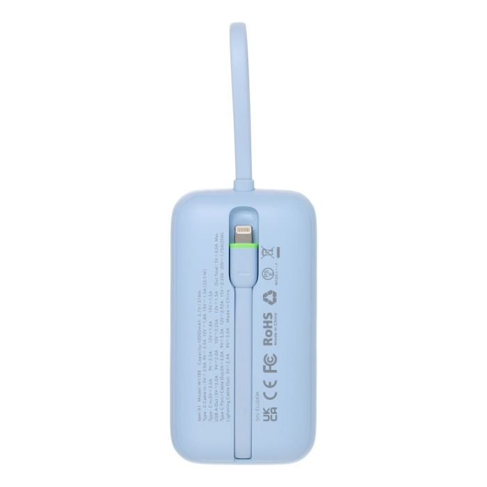 VEGER prenosna baterija z vgrajenimi kabli 10000 mAh, modra VEGER prenosna baterija z vgrajenimi kabli 10000 mAh, modra