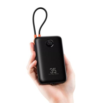 VEGER prenosna baterija z vgrajenimi kabli 20000 mAh, črna VEGER prenosna baterija z vgrajenimi kabli 20000 mAh, črna