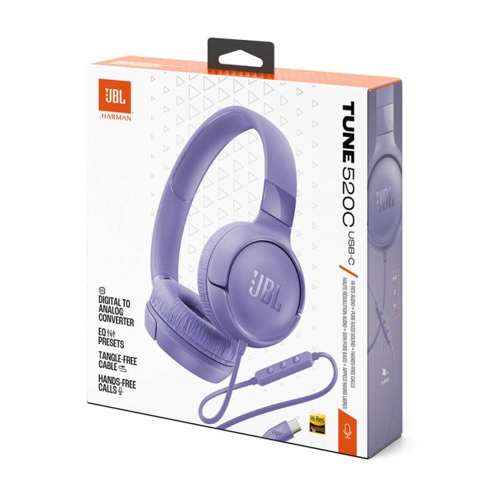 JBL Tune 520 USB-C žične slušalke, vijolične JBL Tune 520 USB-C žične slušalke, vijolične