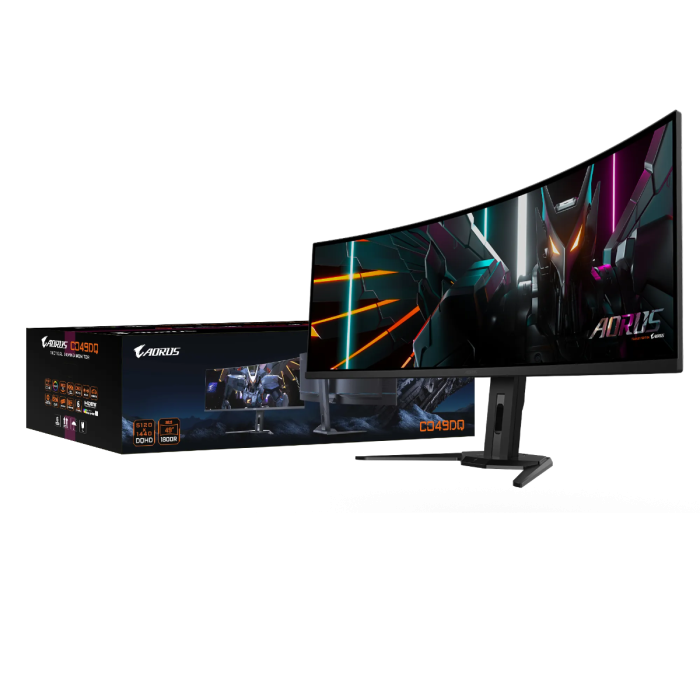GIGABYTE AORUS CO49DQ 49 OLED DQHD ukrivljen monitor, 5120 x 1440, 0.03ms, 144Hz, zvočniki GIGABYTE AORUS CO49DQ 49 OLED DQHD ukrivljen monitor, 5120 x 1440, 0.03ms, 144Hz, zvočniki