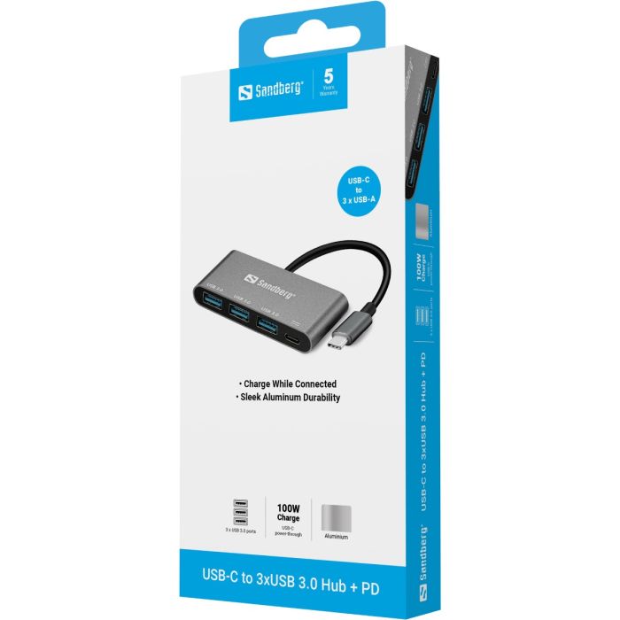 Sandberg USB-C to 3x USB 3.0 + PD Hub Sandberg USB-C to 3x USB 3.0 + PD Hub