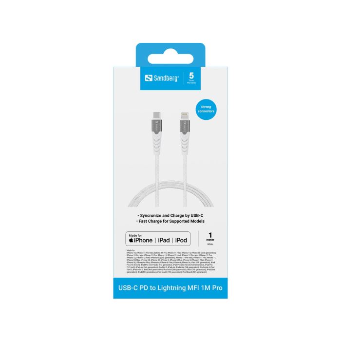 Sandberg USB-C 3.1 Gen1/Lightning MFI PD 1m Sandberg USB-C 3.1 Gen1/Lightning MFI PD 1m