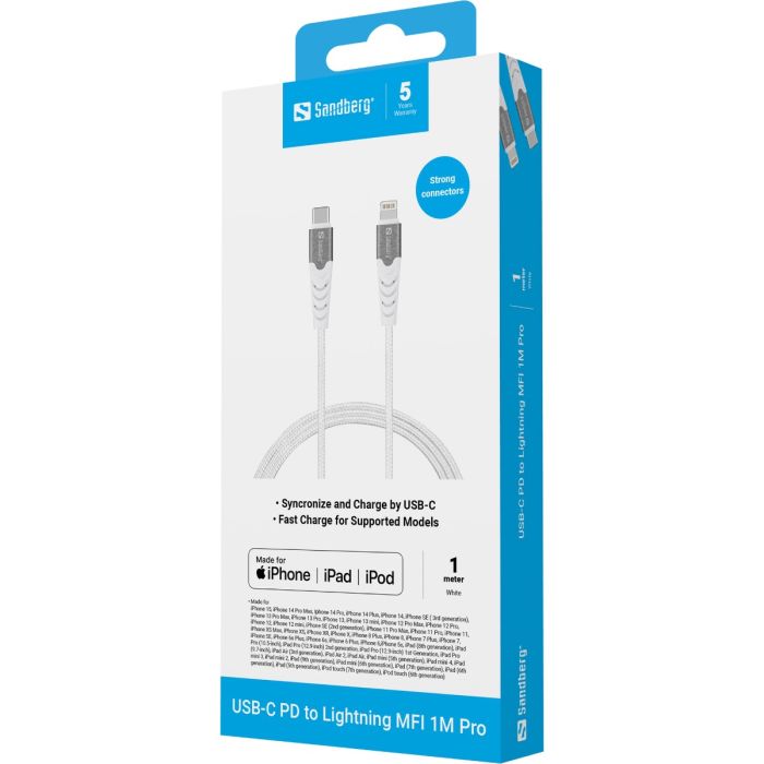 Sandberg USB-C 3.1 Gen1/Lightning MFI PD 1m Sandberg USB-C 3.1 Gen1/Lightning MFI PD 1m