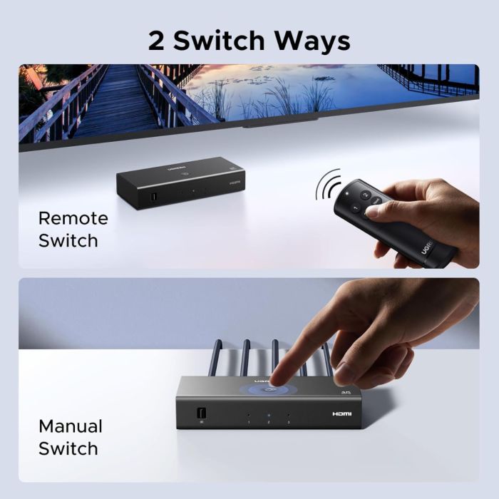 Ugreen HDMI stikalo 4K@60Hz, razdelilnik 3 v 1 s HDR+ podporo Ugreen HDMI stikalo 4K@60Hz, razdelilnik 3 v 1 s HDR+ podporo