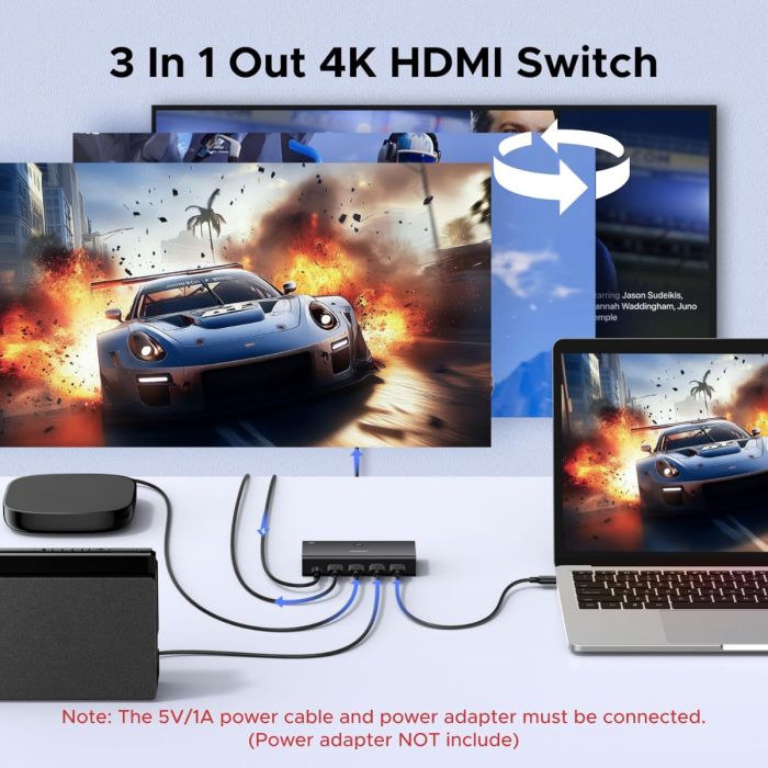 Ugreen HDMI stikalo 4K@60Hz, razdelilnik 3 v 1 s HDR+ podporo Ugreen HDMI stikalo 4K@60Hz, razdelilnik 3 v 1 s HDR+ podporo