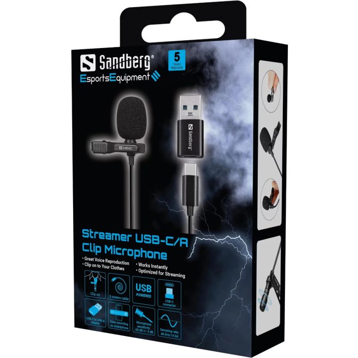 Sandberg Streamer USB Clip Microphone mikrofon Sandberg Streamer USB Clip Microphone mikrofon