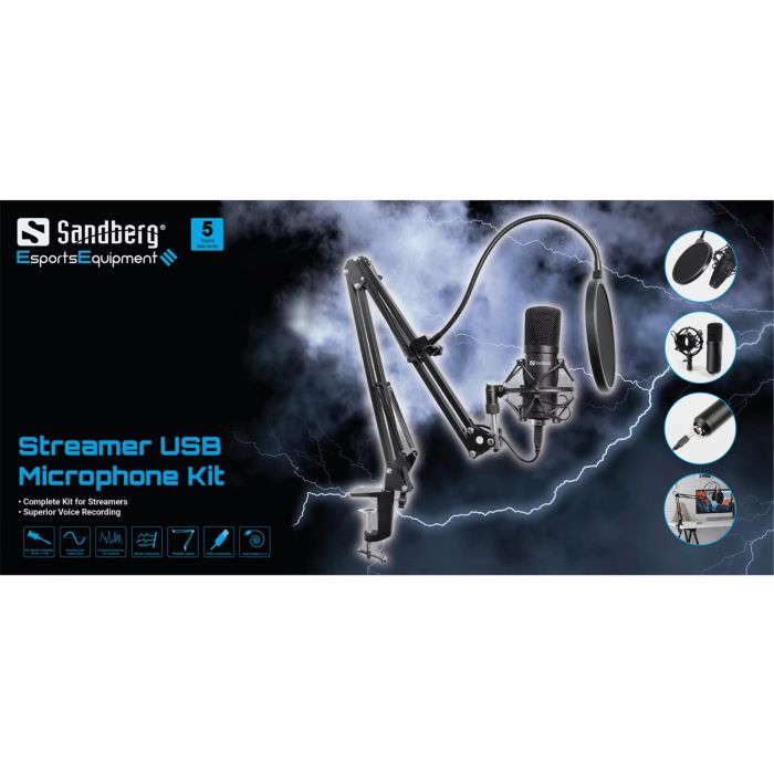 Sandberg Streamer USB Microphone Kit mikrofon Sandberg Streamer USB Microphone Kit mikrofon