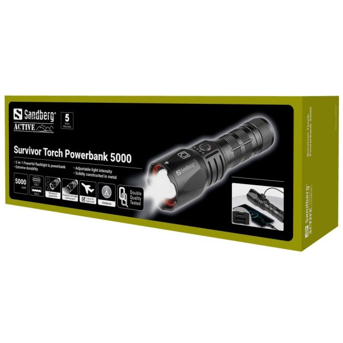 Sandberg Survivor Torch Powerbank 5000 svetilka s prenosno baterijo Sandberg Survivor Torch Powerbank 5000 svetilka s prenosno baterijo